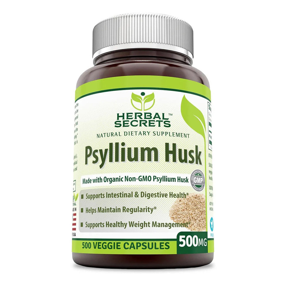 Amazing Nutrition Herbal Secrets Psyllium Husk 500 Mg Capsules, 500 Ea